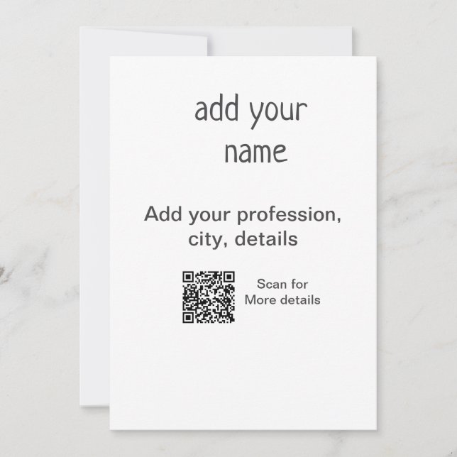 Convites Título QR de nome de texto simples mínimo (Frente)