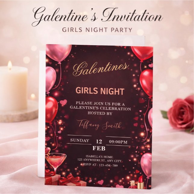 Convites to a girl's night out on Valentine's Day (Criador carregado)