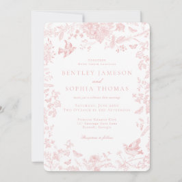 Convites Toalha de Jouy Rosa Flores Francesas Casamento
