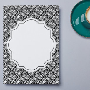 Convites Toalha de Mesa Damasko Preto e Branco Elegante 