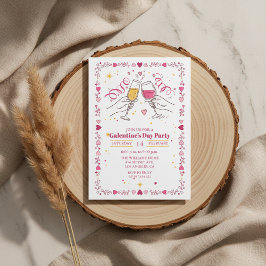 Convites Toasting Galentines Day Invitation Heart Frame