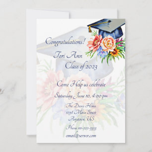 Convites Toca de graduação floral personalizada