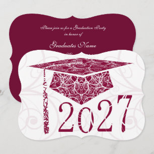 Convites Toca Floral Burgundy & Branco Festa de Graduação 2