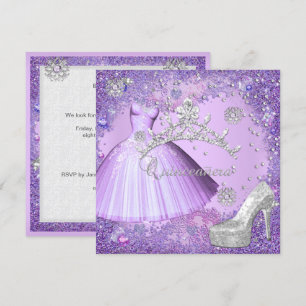 Convites Tocado de Quinze Anos Festa Roxo Sapato de Vestido