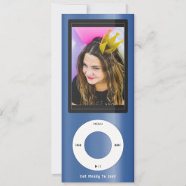 Convites Tocador de Música MP3 Azul de Aniversário