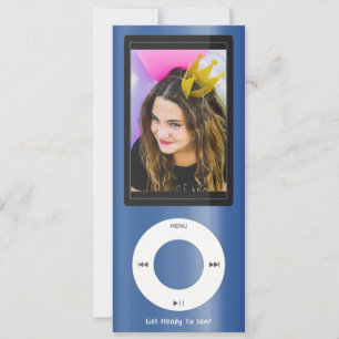 Convites Tocador de Música MP3 Azul de Aniversário