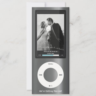 Convites Tocador de Música MP3 Cinza para Casamento