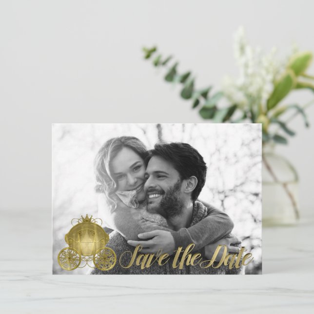 Convites Toda a Carruagem de Storybook da Princesa Dourada  (Em pé/Frente)