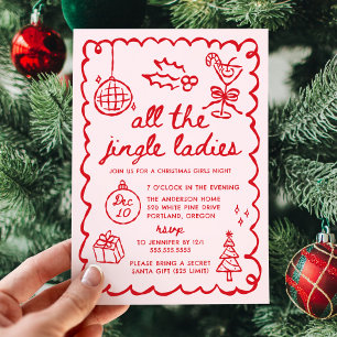 Convites Toda a Festa de Natal Noturna das Jingle Ladies Ga
