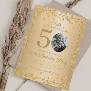 Convites Toda a Foto SURPRESA de Aniversário de 50 anos Gla