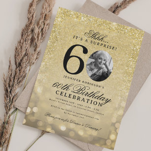 Convites TODA A SURPRESA DE OURO Glam 60º Aniversário