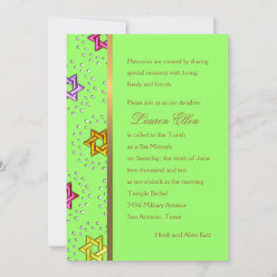 Convites Todas as Estrelas de David do Bat Colorido Mitzvah