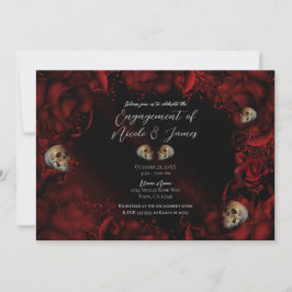 Convites Todas as Rosas Vermelhas & Caveiras Floral Escuro 