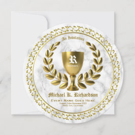 Convites Todo o monograma Dourado da grinalda do louro do
