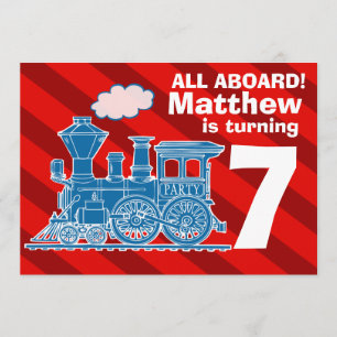 Convites Todos a bordo rapazes treinam festa de aniversári