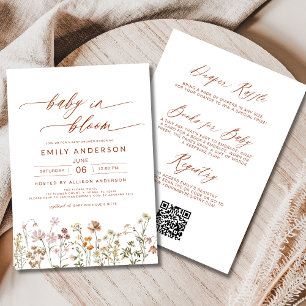 Convites Todos em Um Bebê de Flor Selvagem em Chá de fralda