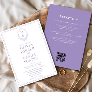 Convites Todos em um Casamento de Código QR Roxo Lilac Roxo