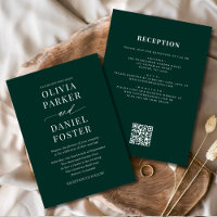 Todos em um Casamento de Código QR Verde Emerald