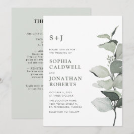 Convites Todos em um Casamento Eucalyptus com Aquarela Eleg