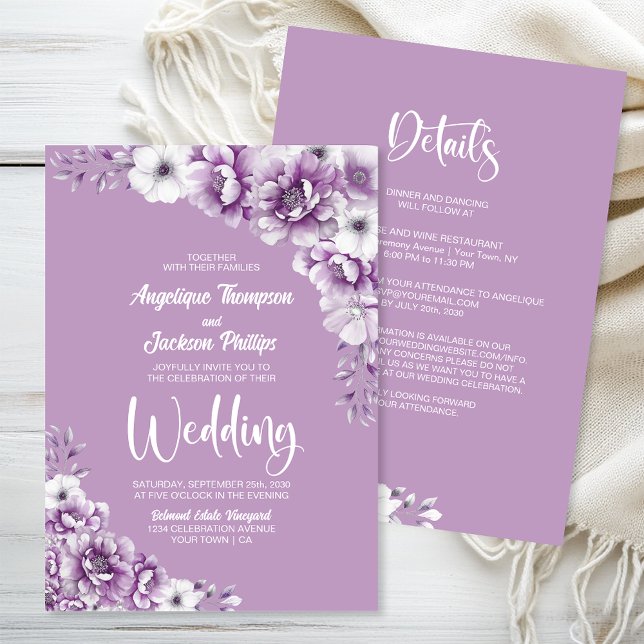 Convites Todos Em Um Casamento Floral Rosa (Criador carregado)