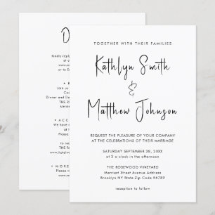 Convites Todos Em Um Casamento Minimalista De Script Modern