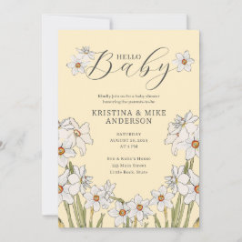 Convites Todos em um Chá de fraldas Amarelo Primavera Hello