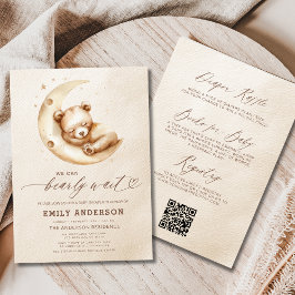 Convites Todos em um Chá de fraldas bege neutro de espera