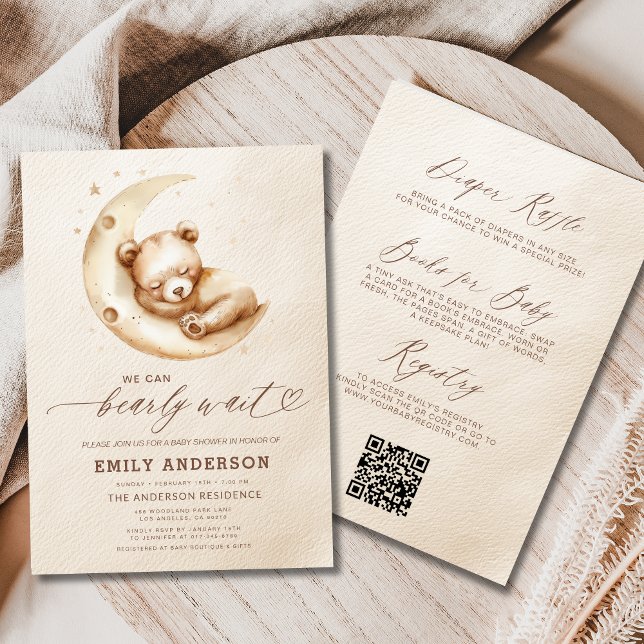 Convites Todos em um Chá de fraldas bege neutro de espera (Criador carregado)