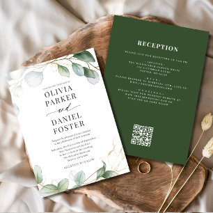 Convites Todos em um código Eucalyptus QR Casamento verde