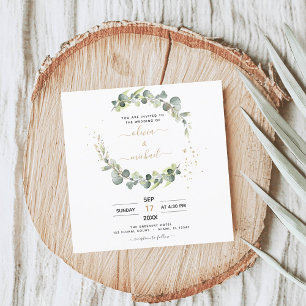 Convites Todos em um código Eucalyptus QR Casamento verde
