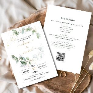 Convites Todos em um código Eucalyptus QR Casamento verde