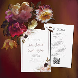 Convites Todos em um Código QR Blush Roses Rosa Casamento