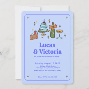 Convites Todos em um código QR Branco Azul de Lavanda Escur