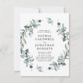 Convites Todos em um Código QR Casamento Eucalyptus Greener