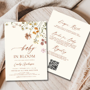 Convites Todos em Um Código QR de Flor Selvagem Bebê de Blo
