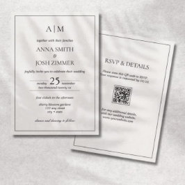 Convites Todos em um código QR Mínimo de Monograma Preto e