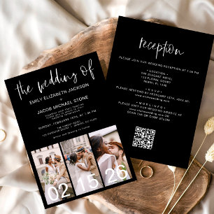 Convites Todos em Um Código QR O Casamento de Minimalista
