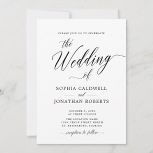 Convites Todos em Um com Detalhes Casamento de Caligrafia M