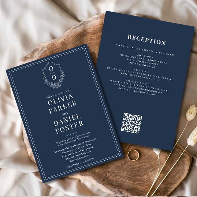 Convites Todos em um Marinho de repouso Casamento de Código (Criador carregado)
