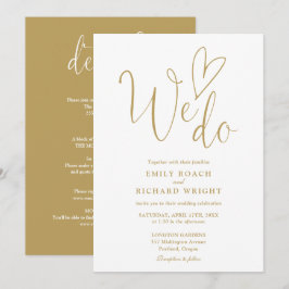 Convites Todos Em Um Para Fazermos Casamento Dourado Coraçã