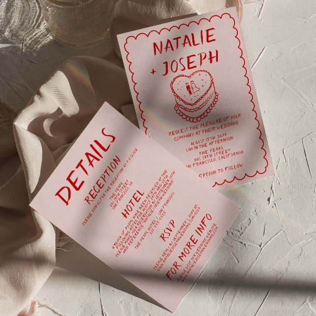 Convites Todos Em Uma Mão Rosa Vermelha Desenhada Casamento (Criador carregado)