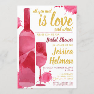 Convites Todos os Amor Vinho Plash Aquarela Chá de Noiva