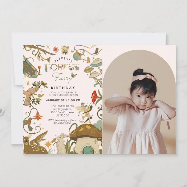 Convites Todos os anos, aniversário da Fada de Mushroom For (Frente)