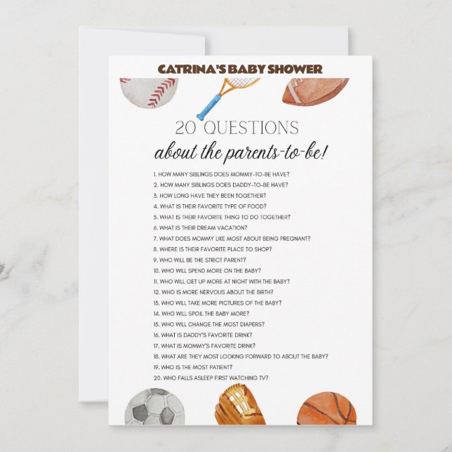 Convites Todos os Chás de fraldas de Esportes de Estrelas - (Frente)