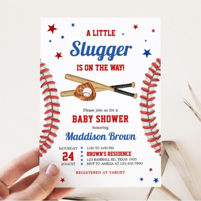 Convites Todos os Chás de fraldas Star Baseball (Sports Baby Shower Invitation)