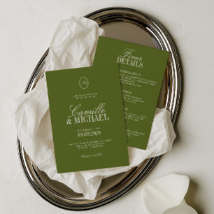 Convites Todos os Detalhes de Casamento em Verde Oliva Mode