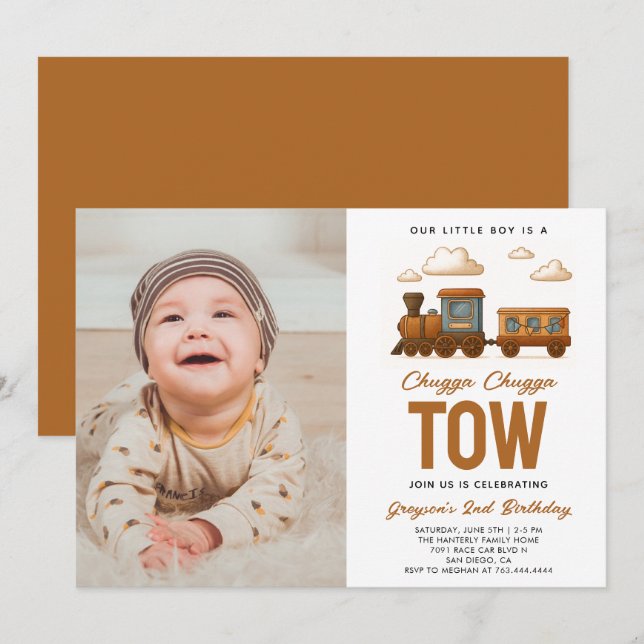 Convites Todos os segundos aniversários do comboio de alta  (Frente/Verso)