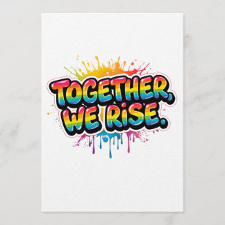 Convites Together We Rise Rainbow Quote Design