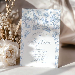 Convites Toile Boy Baptism Safari Chinoiserie