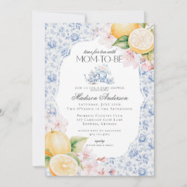 Convites Toile Chá de fraldas do Tea Party Blue Chinoiserie